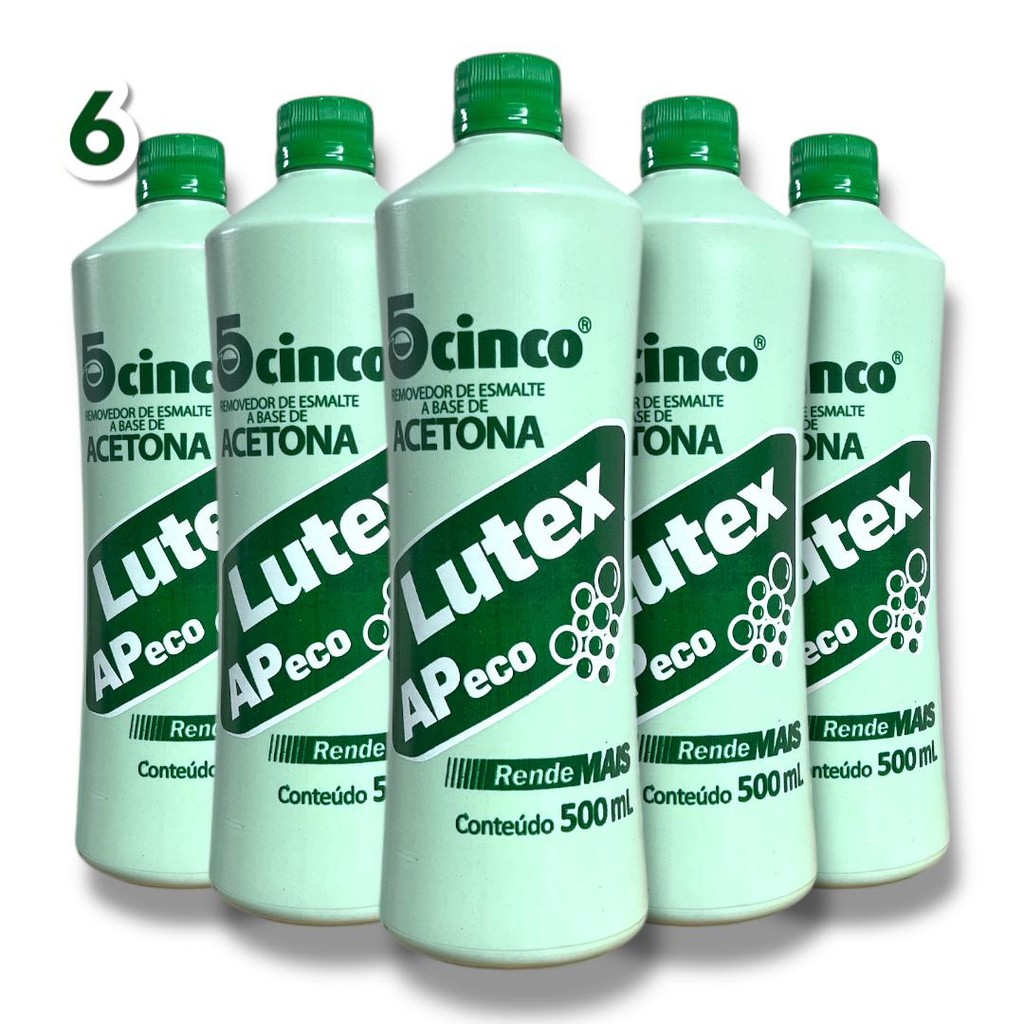 Kit 6 Lutex acetona Removedor 500ml removedor de esmalte | Shopee Brasil