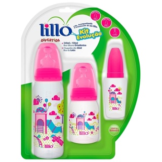 Kit de Mamadeiras Lillo Evolução Divertida Rosa 3 Unidades