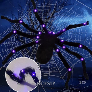 Aranha Gigante BCF Com Luz LED Púrpura Para Decoração De Halloween