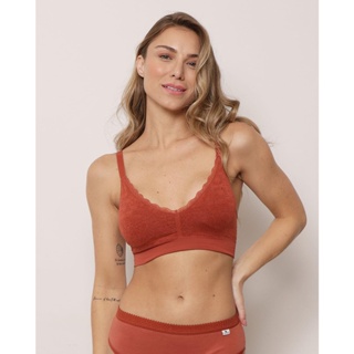 Sutiã Top Feminino Triangulo Bojo Removível Terracota