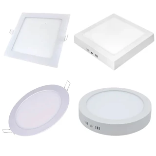 Luminária Led Painel Plafon Quadrado Redondo p/ Teto Embutir e Sobrepor 12W 18W 24W