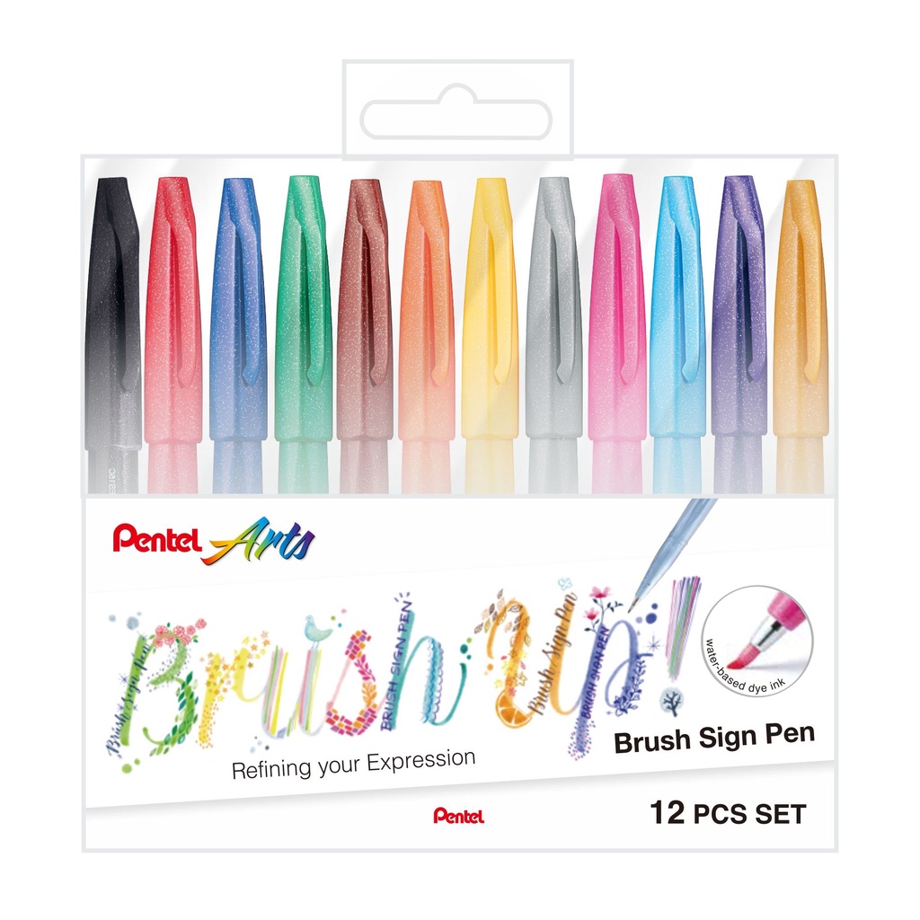 Estojo Marcador Pentel Brush Sign Pen 12 cores Lettering