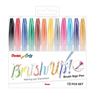 Estojo Marcador Pentel Brush Sign Pen 12 cores Lettering