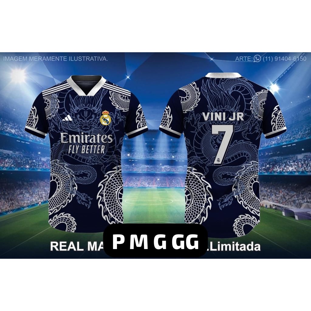 Arte Camisa Real Madrid Dragão Chinês Branco