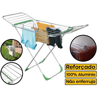 Varal de Chão Aluminio com Abas Dobrável Retrátil Grande - Loja Brafer