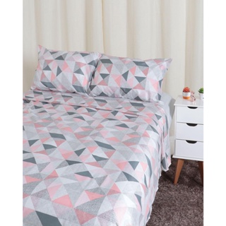 Jogo De Cama Queen 4 Peças Caprice Andreza Geométrico Rosa Cinza