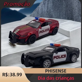 KIT 2 Carrinhos De Metal A Fricção Miniatura Viatura Policial carro de ferro Brinquedo CHE-21