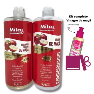 Kit Vinagre De Maçã Shampoo + Condicionador + gel