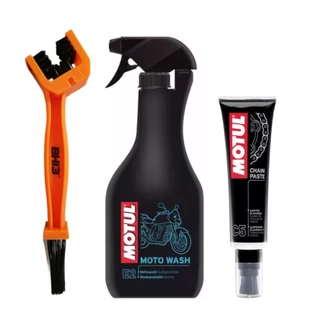 KIT LIMPEZA E LUBRIFICAÇÃO CORRENTE MOTUL E2 + C5 + ESCOVA