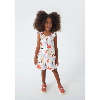 Macaquinho Infantil Menina Toddler Estampado Com Linho Hering Kids