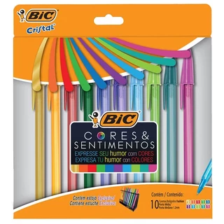 Caneta esferografica cores e sentimentos com 10 cores 971202 Bic em Oferta na Shopee