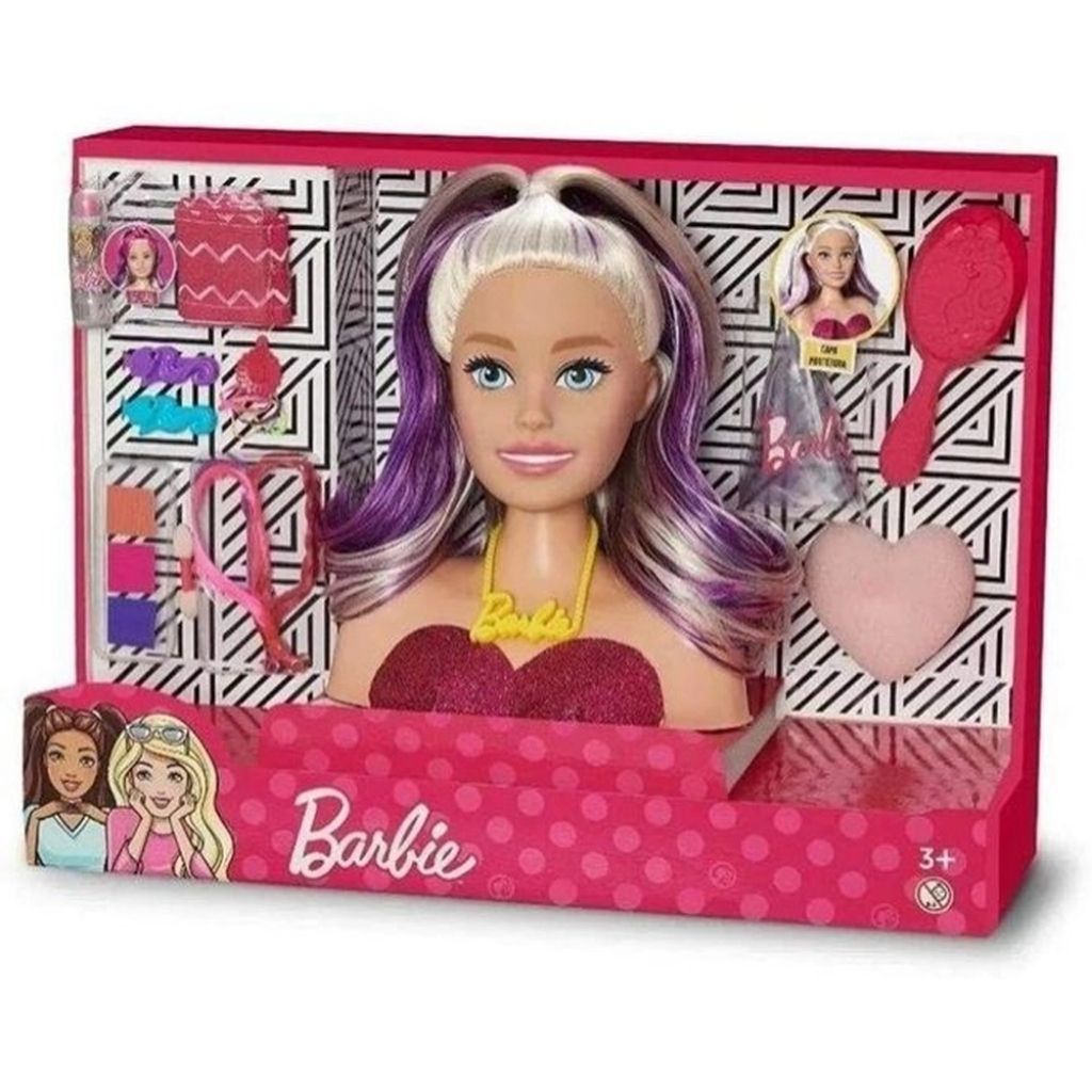 Boneca Pentear Maquiar Barbie Salão Barbie Busto Mãos Fala