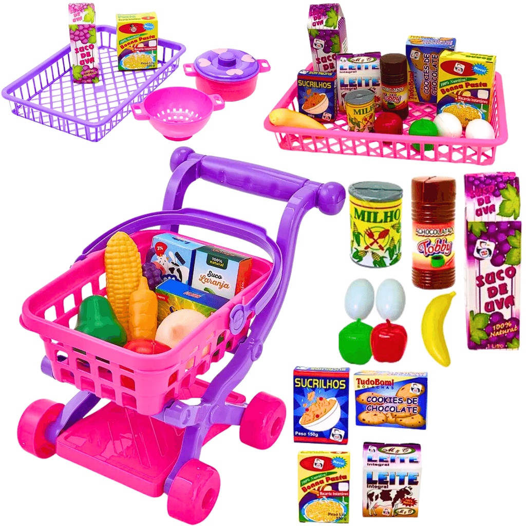 Kit Cozinha Infantil Com Fogão + Airfryer + Jogo De Jantar C/ Copos,  Pratinhos, Panelinhas De Brinquedo Fogãozinho Cooktop Comidinha