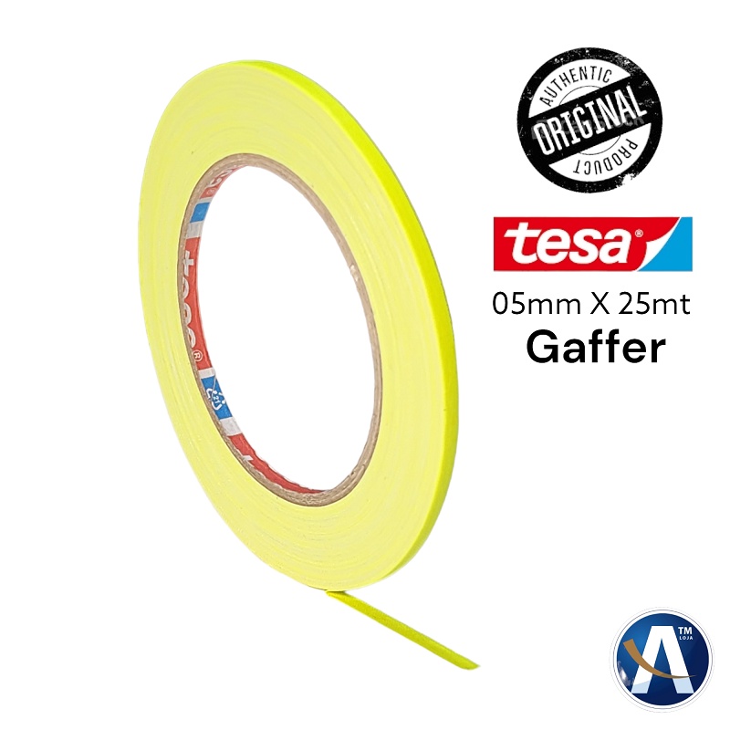 Fita Tecido Gaffer Tape Tesa 05mm X 25m Amarela Fluorescente
