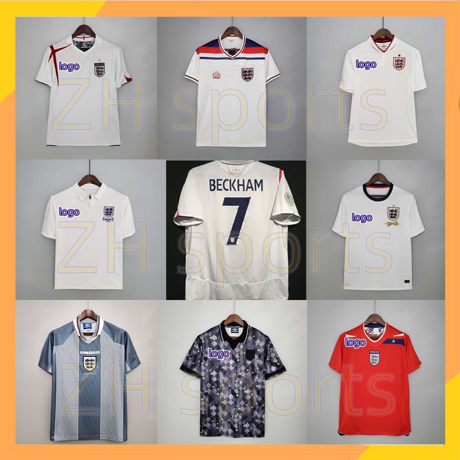 Inglaterra retro Camisa Local 08 10 1982 1990 1996 2006 2010 2013 BECKHAM