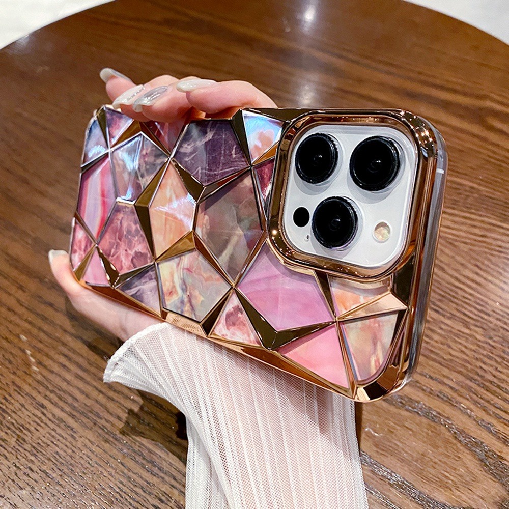 Luxo À Prova De Choque 15 Pro Max Geométrico Gradiente Mármore Ouro Para IPhone 11 12 13 14 Soft TPU Estojo Anti-Queda