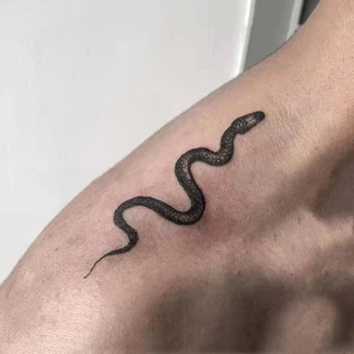 1 Folha De Adesivos Para Tatuagem Temporária De Cobra Clavícula À Prova D'água