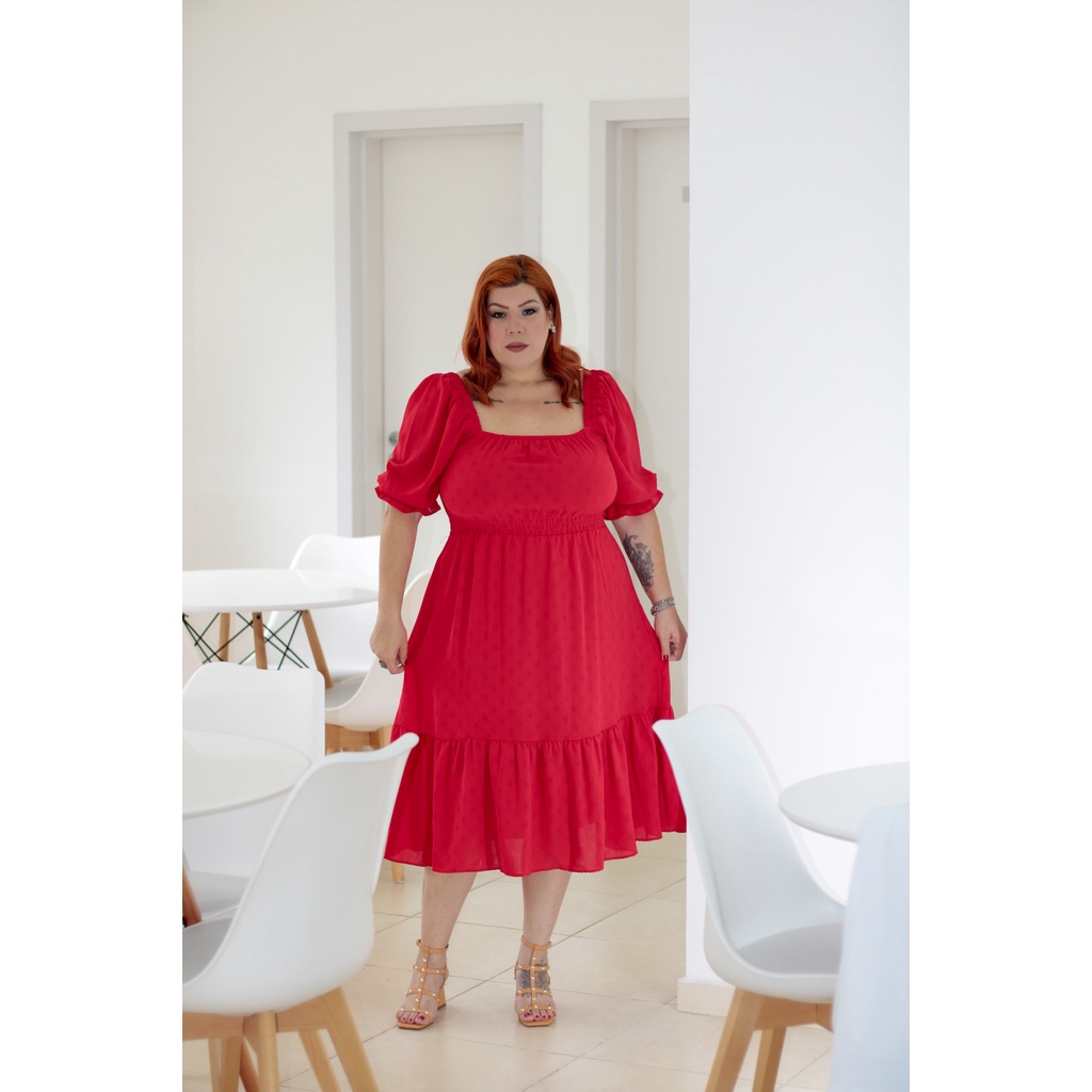Vestido Mídi De Manga Cruta Tecido Duna Plus Size Verão Com Elastex