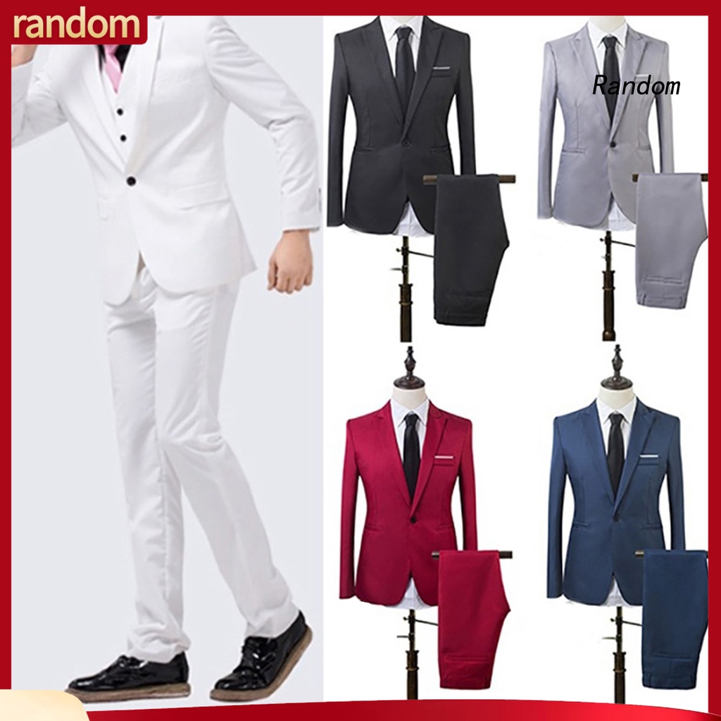 [RAN] Homens Slim Fit Business Leisure One Button Fato Formal De Duas Peças Para Banquete De Trabalho De Casamento