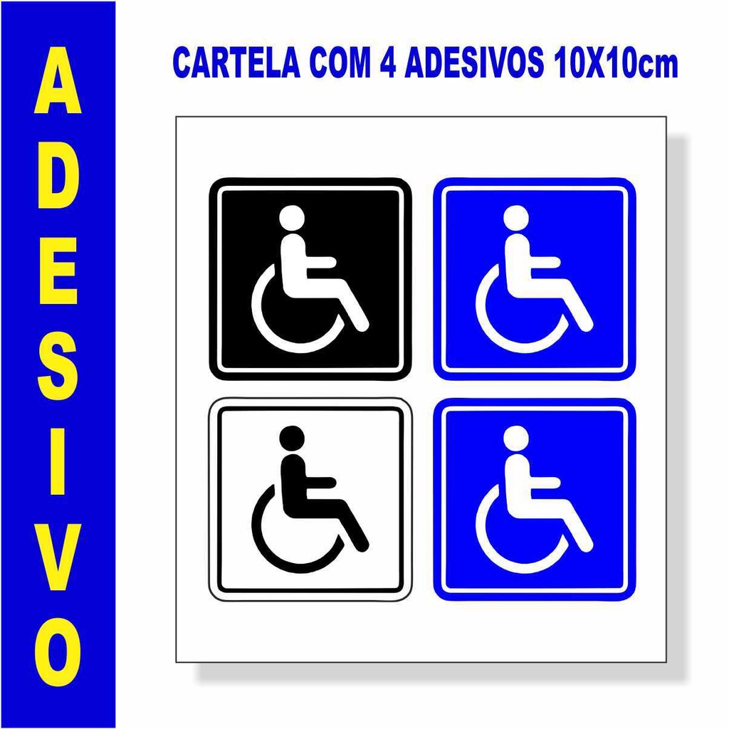 Adesivo deficiente cadeirante cartela com 4 un 10x10cm | Shopee Brasil