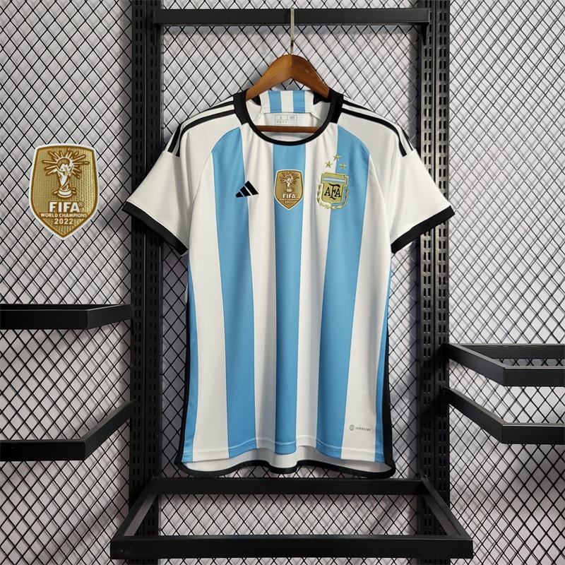 Camisa de Futebol 2022 Copa do Mundo Argentina Home 3 Estrelas