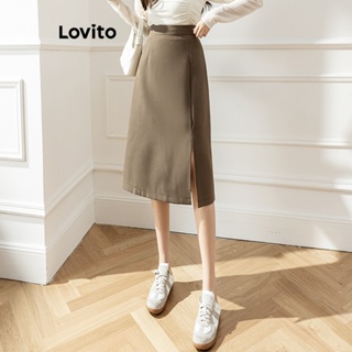 Lovito Saia Casual Lisa Dividida Para Mulheres LNA41238