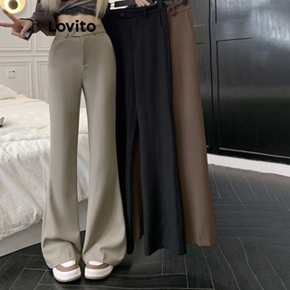 Lovito Calças Lisas Casuais Para Mulheres LNE42185