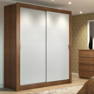 Guarda-Roupa Solteiro Madesa Dallas 2 Portas de Correr 2 Gavetas - Rustic/Branco em Oferta na Shopee