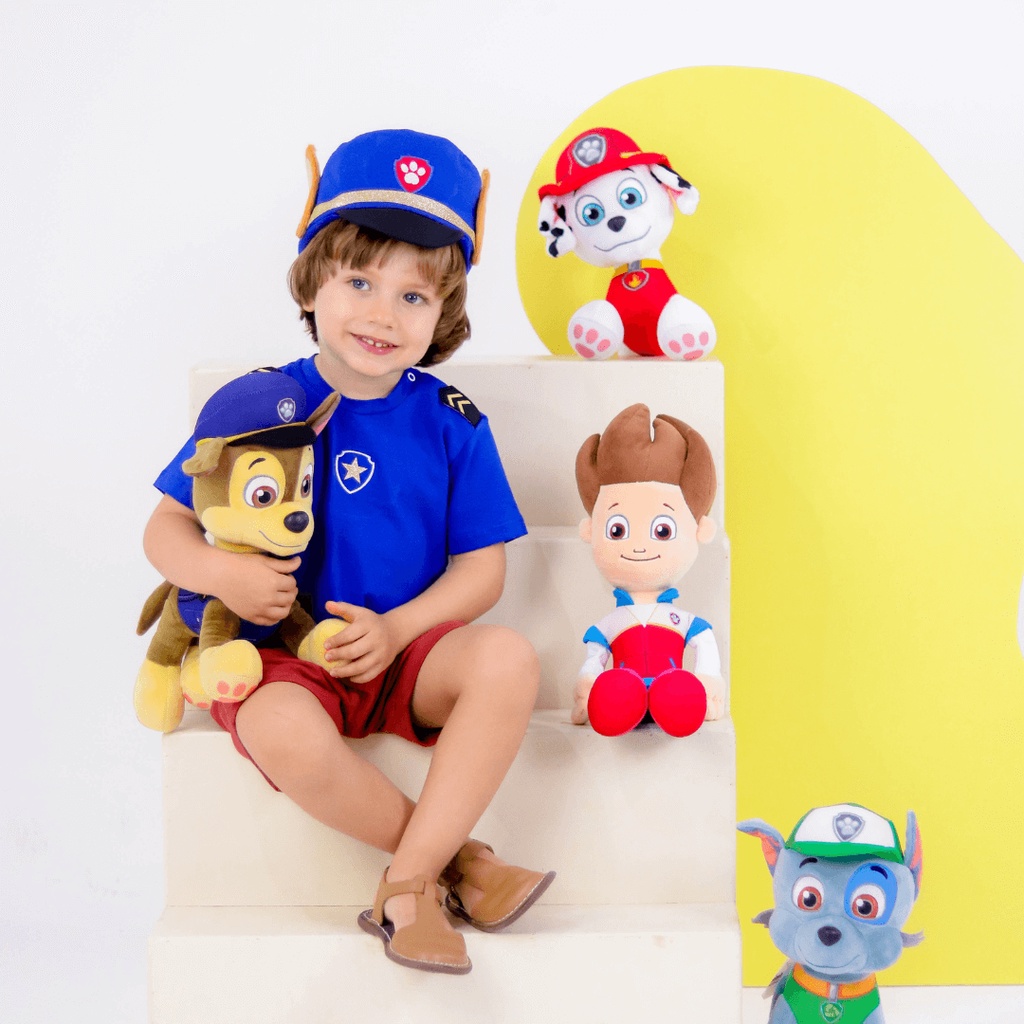 Fantasia Infantil Patrulha Canina Menino Chase com Chapéu | Shopee Brasil