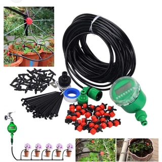 Kit 65pc Irrigação Temporizador Gotejador Bicos + 30m Tubo