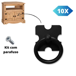Kit 10 Puxador Móveis Gaveta Armário Colonial Santa Fé Preto