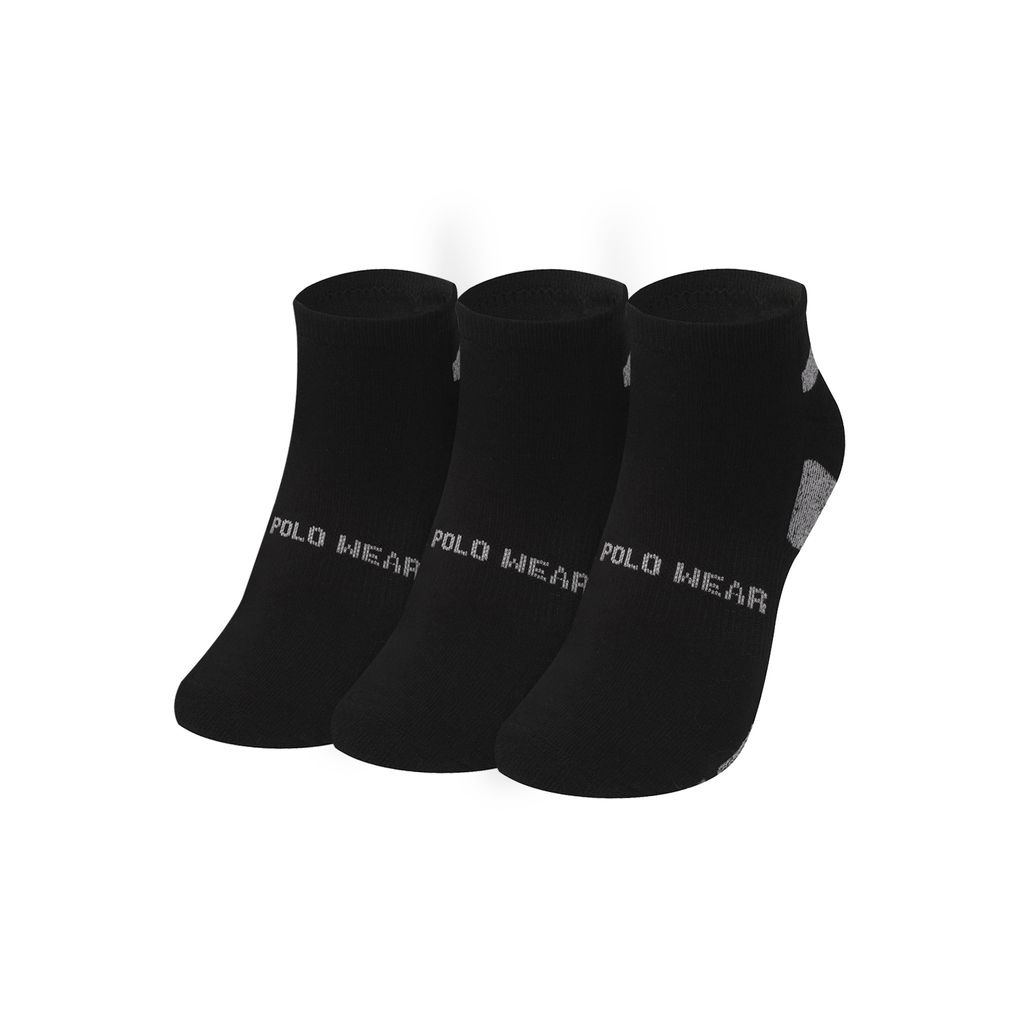 Kit 3 Meias Atoalhadas Cano Curto Polo Wear Preto