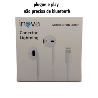 Fone de ouvido iphone inova lightning compatível 7/8 plus ao 13 pro max, e ipad nao precisa de bluetooth plugue & play