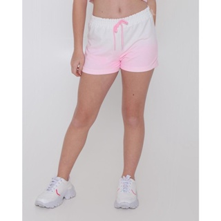 Short Juvenil Moletinho Dip Dye Rosa Off White