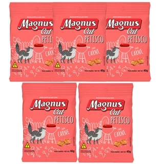 Kit com 5 Petisco Magnus Cat Sabor Carne 40g