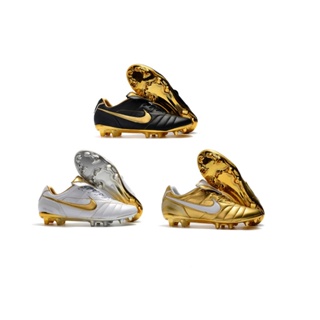 Chuteira de Campo NIKE Tiempo Legend R10 Elite FG Branco Dourado