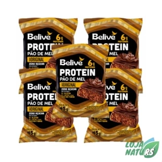 KIT 5 Pão de Mel Protein Sem Glúten Sem Lactose Sem Açúcar 45g - Belive