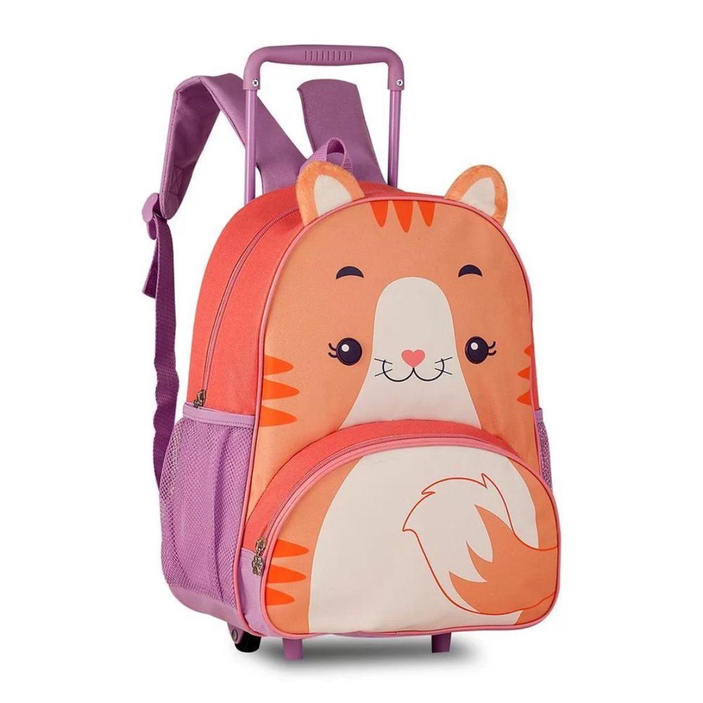 Mochila Infantil Pets Rodinhas Gatinha CP24022A Roxo/Rosa - Clio Style