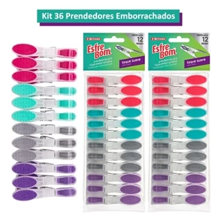 Grampo De Roupa Emborrachado Kit 36 Pregador Resistente