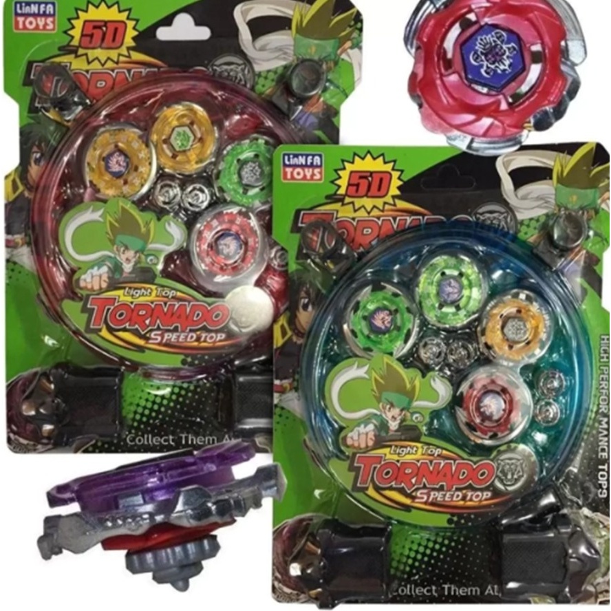 Kit 4 Beyblade Metal 5d + 2 Lançador + 1 Arena Brinquedo