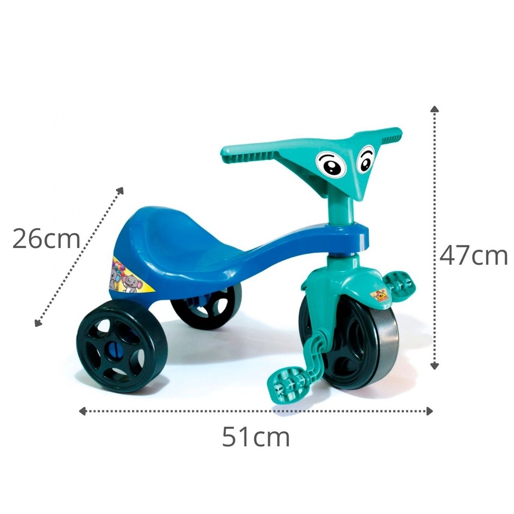 Triciclo Infantil Kemotoka Baby Dog C/ Haste Removível Proteção Lateral  Pedal Apoio p/ os Pés Chave que gira Motoca Menino Menina Suporta até 25kg  - Kendy - Velotrol e Triciclo a Pedal 