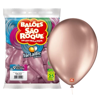 Balões 09 Metallic Com 25un Bexigas Rose Gold 1085320525 - São Roque