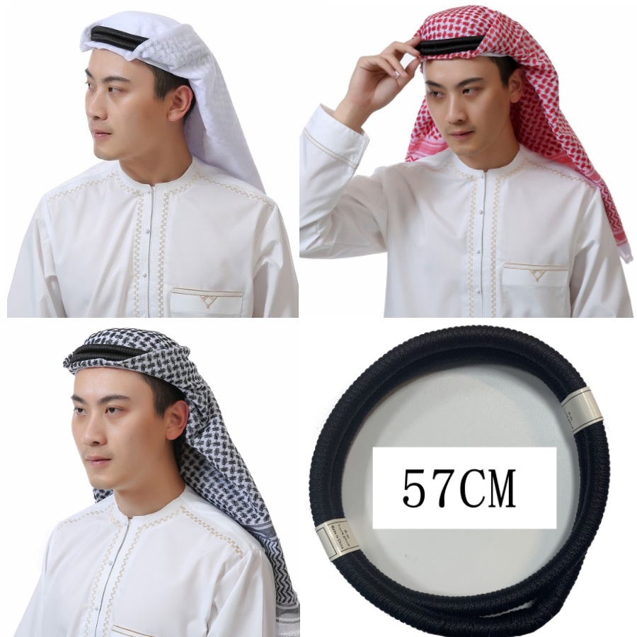 Islam Men Xadrez Headband Branco para Homens Muçulmanos