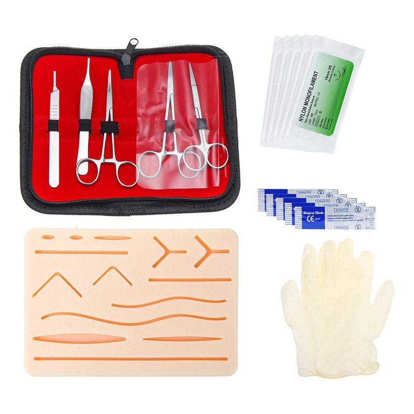 19 Pcs Simulador Avançado Kit Sutura Treino Pele Silicone