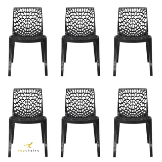 6 Cadeiras Gruvyer Top Chairs Preta Sala Jantar Cozinha Area Gourmet