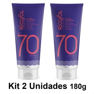 Kit 2 Protetor Solar Corporal Ricosol FPS 70 Toque Seco Resistente à água 180g