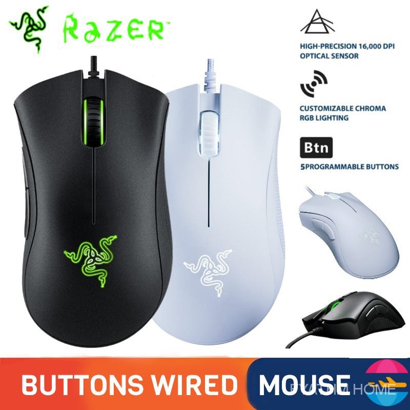 FYATHM (Envio Rápido 24 Horas) Razer DeathAdder Wired Gaming Mouse 10000DPI Sensor Óptico Esports Ergonômico