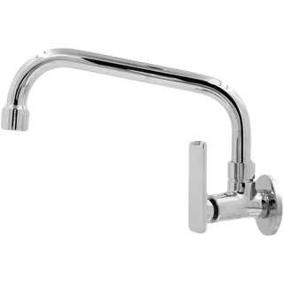 Torneira de Metal Inox de Parede 1/2" Reta Baixa Bica Móvel ¼ Volta Lavatório Banheiro Cozinha 5045A