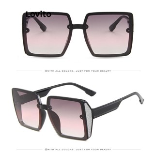 Lovito Óculos De Sol Com Armação Grande Gradiente De Proteção Uv Com Letras Casuais De Strass Para Mulheres LCS05037