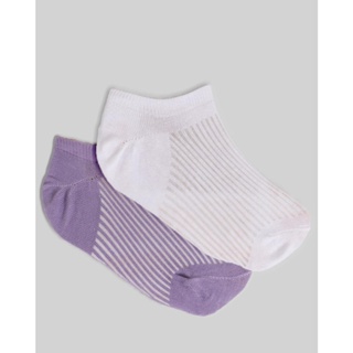 Kit Meia Feminina Cano Baixo 2 Pares Branco Lilás